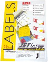 Etichete autoadezive pentru biblioraft 7 cm, 4/A4, 192 x 61 mm, 25 coli/top, JETLASCOP - albe