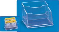 Suport plastic pentru 2 seturi carti de vizita, pentru birou, KEJEA - transparent