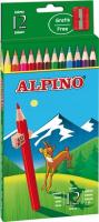 Creioane colorate, cutie carton, 12 culori/set, ALPINO