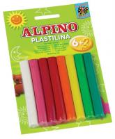 Plastelina standard, 6 + 2 neon x 17 gr./blister, ALPINO -  8 culori asortate