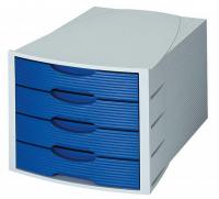 Suport plastic cu 4 sertare pentru documente, HAN Monitor - gri deschis/albastru